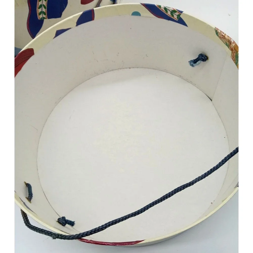 Vintage Set of 2 Nesting Hat Storage Boxes Fun Retro Hat Design 14